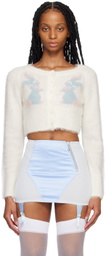 Pristine SSENSE Exclusive White & Pink Bunny Cardigan