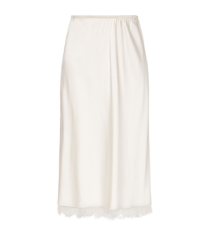 Photo: Vince Lace-trimmed satin midi skirt