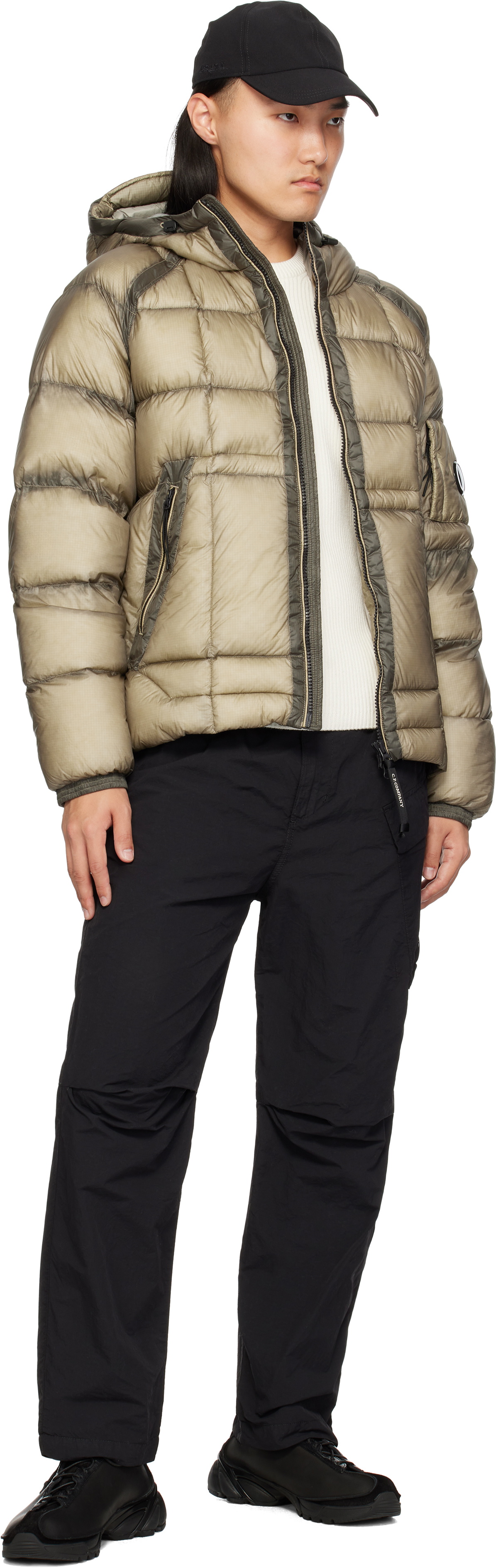 C.P. Company Beige D.D. Shell Hooded Medium Down Jacket C.P. Company