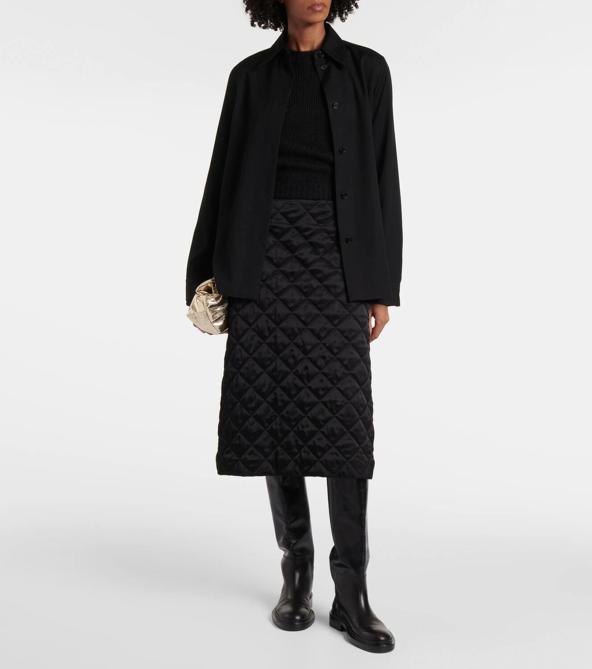 Jil Sander Quilted satin midi skirt Jil Sander