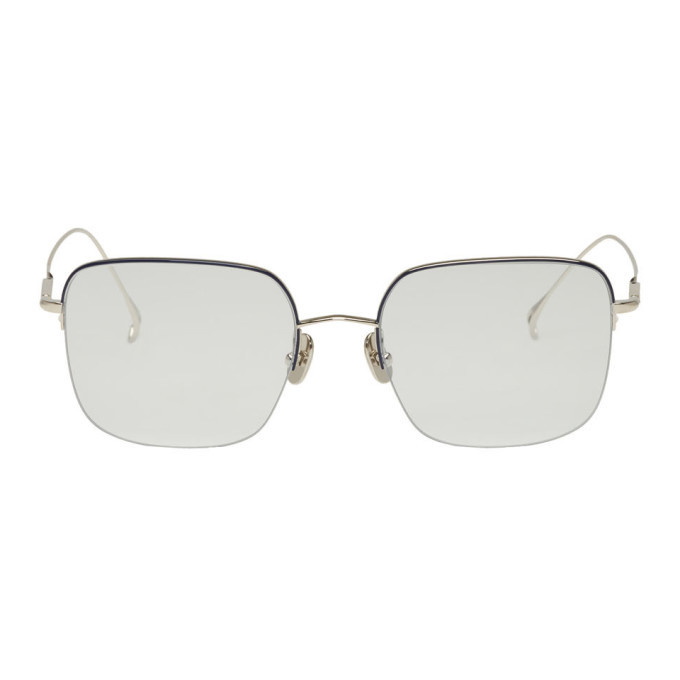 Photo: Issey Miyake Men Silver and Blue Square V Sunglasses