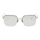 Issey Miyake Men Silver and Blue Square V Sunglasses