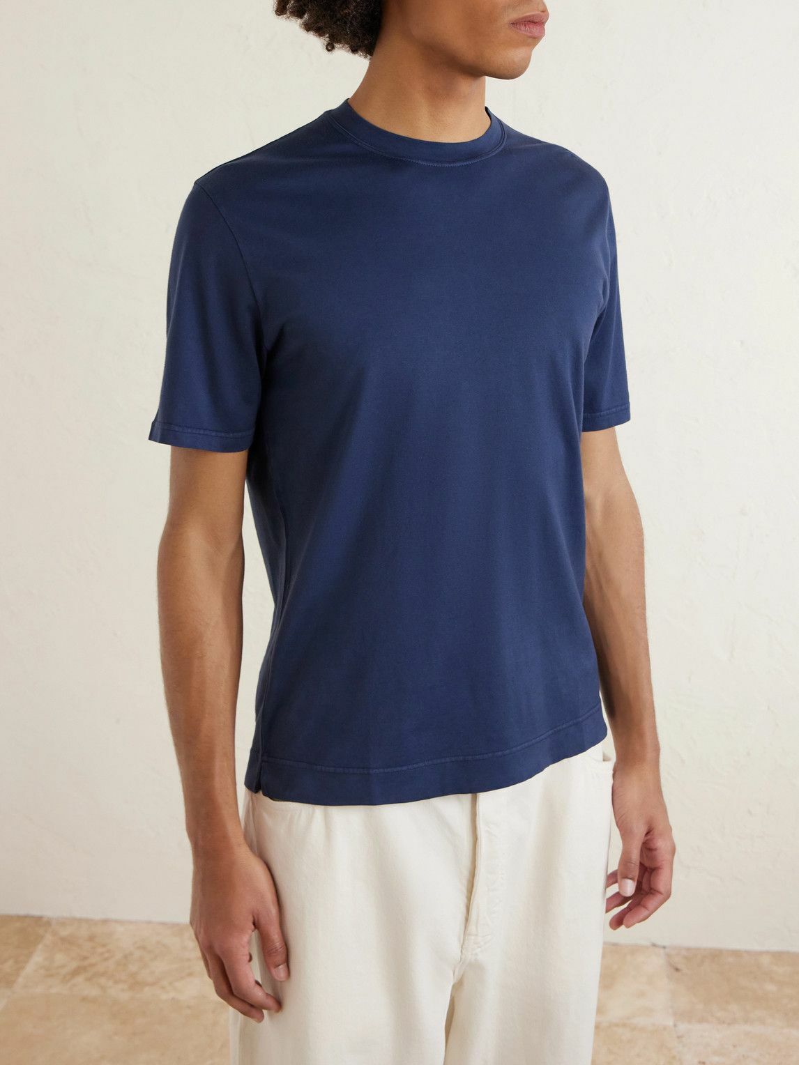 FEDELI - Organic Cotton-Jersey T-Shirt - Blue