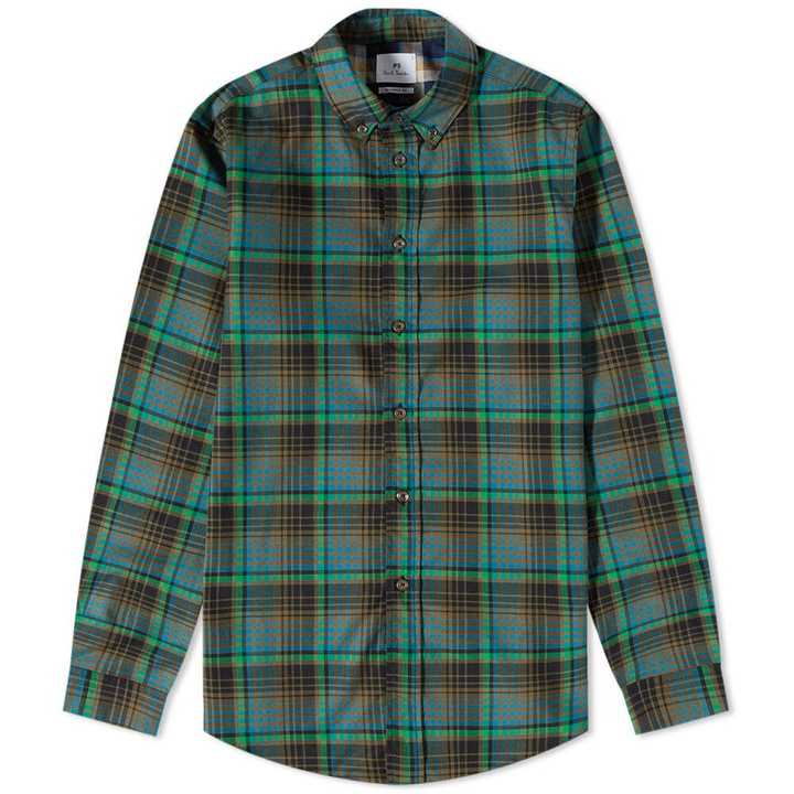 Photo: Paul Smith Men's Button Down Checked Shirt in Green