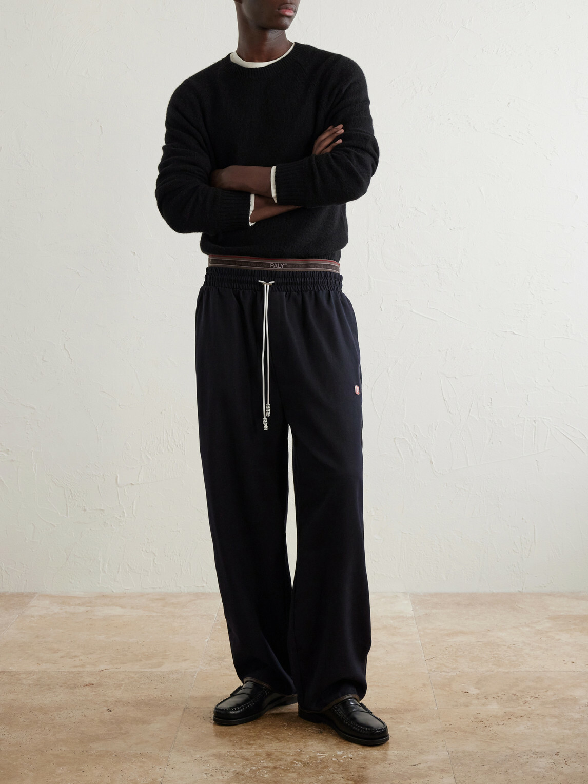 Paly Hollywood - Wide-Leg Wool-Blend Sweatpants - Black