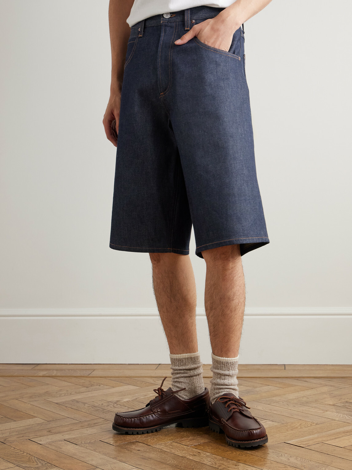 AGOLDE - Fusion Wide-Leg Denim Shorts - Blue