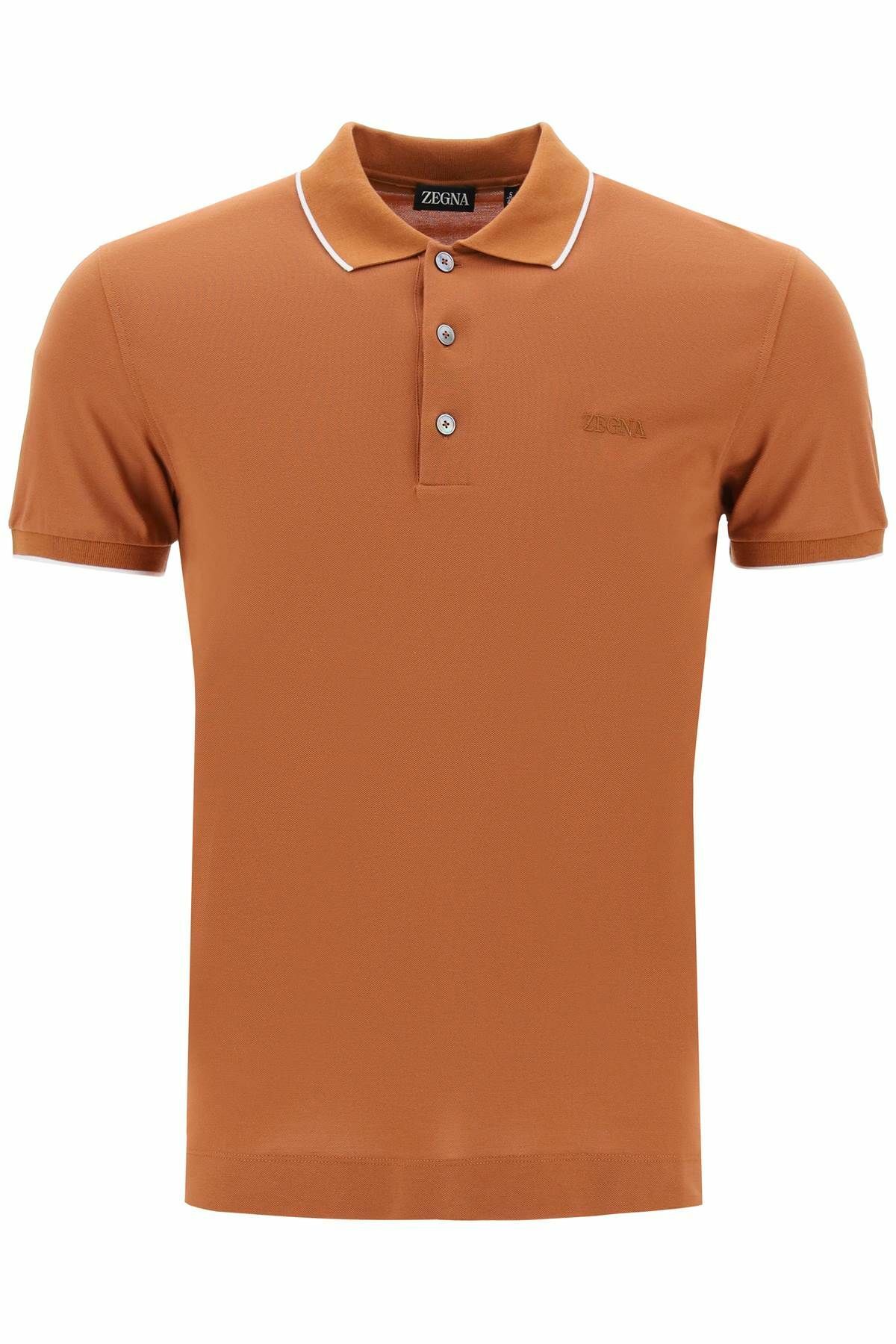 ZEGNA slim fit polo shirt in stretch cotton Orange Zegna