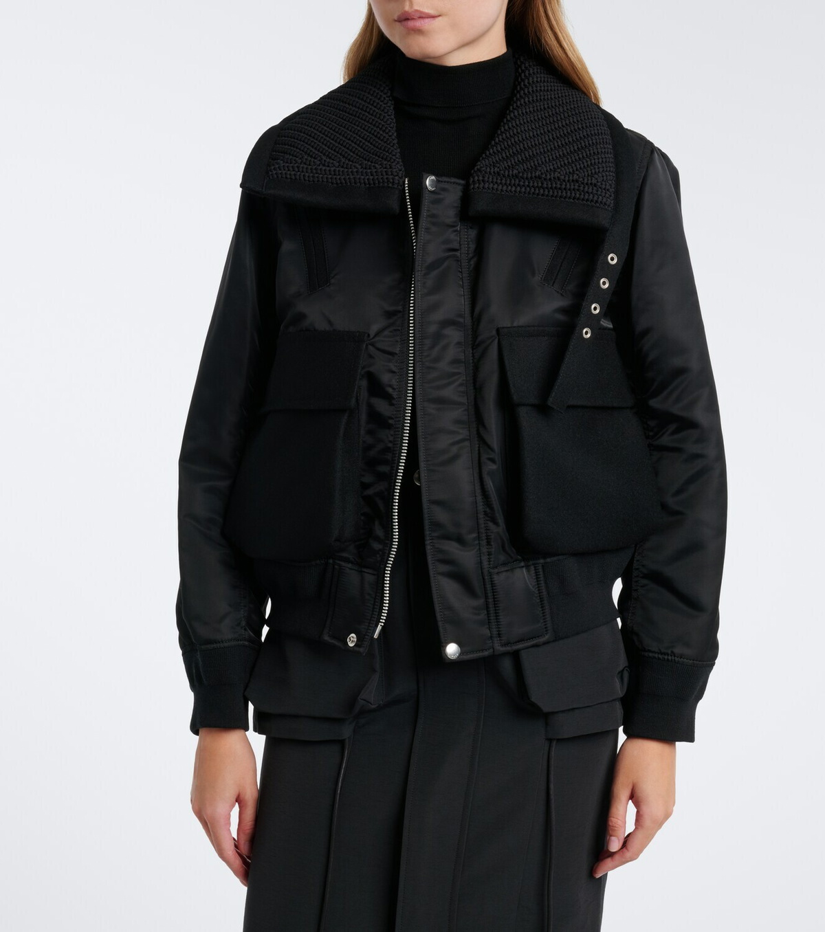 Sacai Wool-trimmed blouson jacket