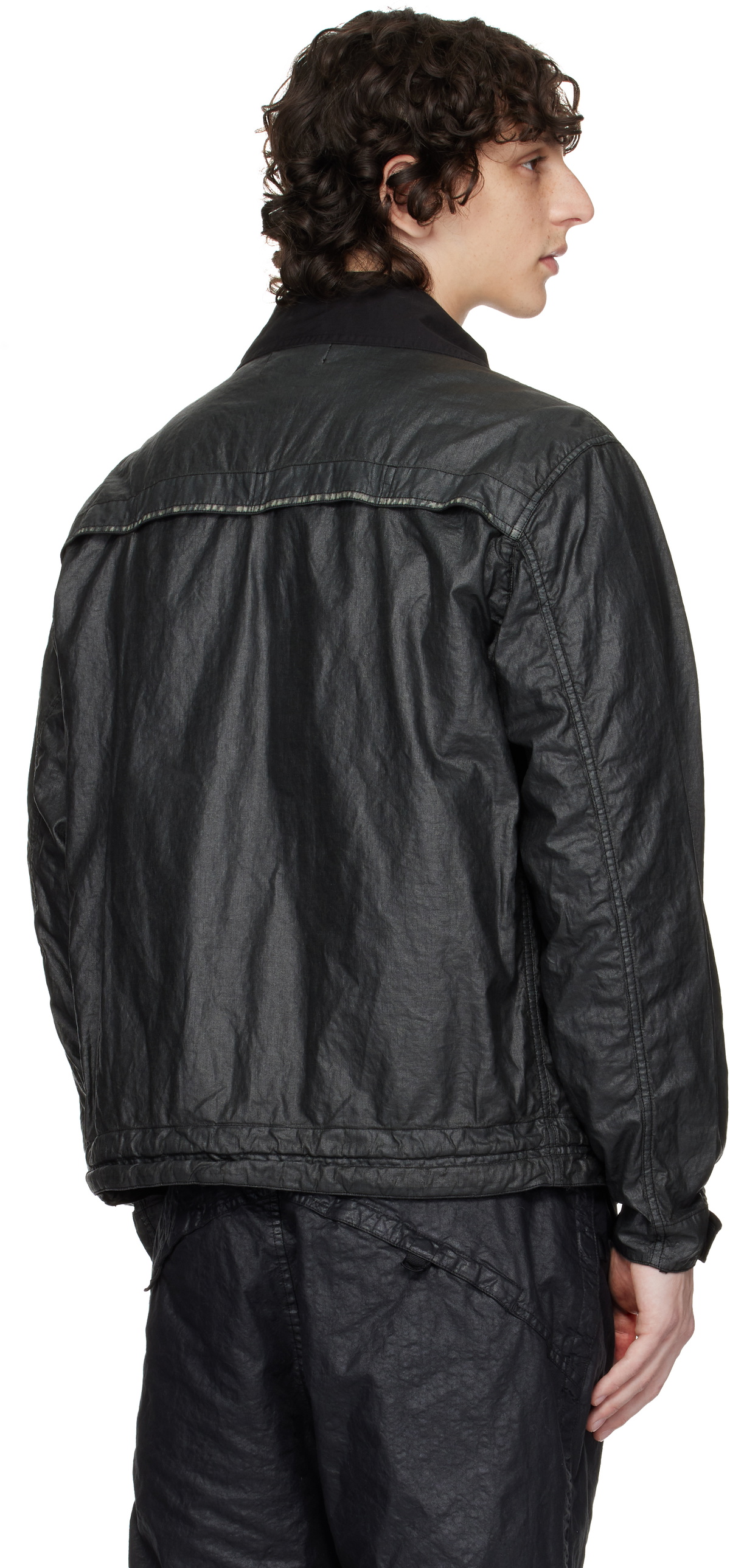 Stone Island Black Raw Linen Plated-OVD Jacket