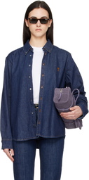 AMI Paris Blue Denim Cotton Ami de Coeur Shirt