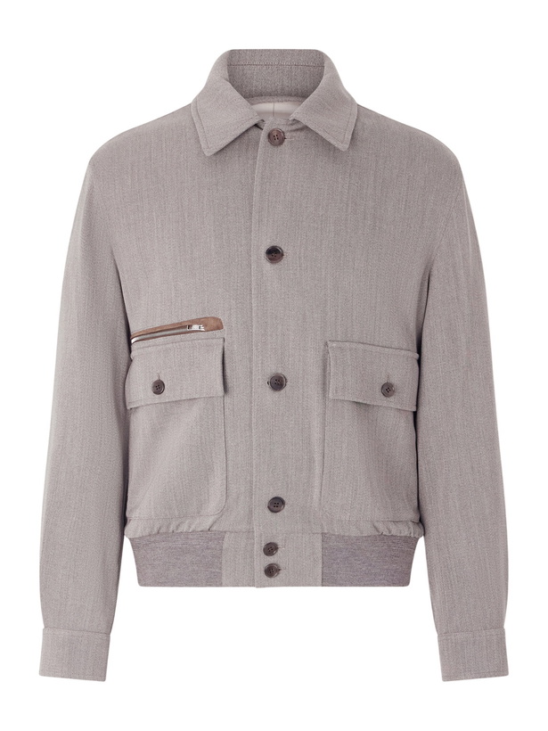 Photo: Dunhill - Suede-Trimmed Wool Jacket - Neutrals