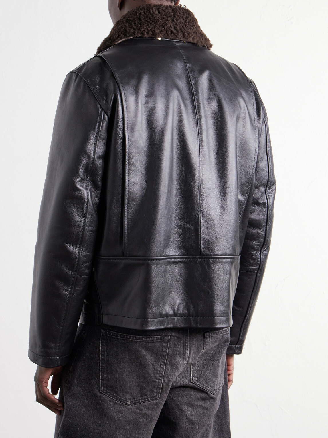 Paul Smith - Shearling-Trimmed Leather Jacket - Black