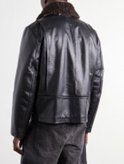 Paul Smith - Shearling-Trimmed Leather Jacket - Black