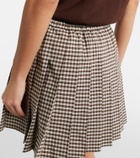 Moncler Pleated gingham cotton-blend miniskirt