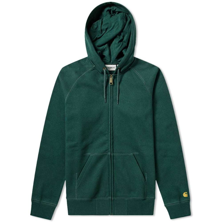 Photo: Carhartt Hooded Chase Jacket Bottle Green & Gold