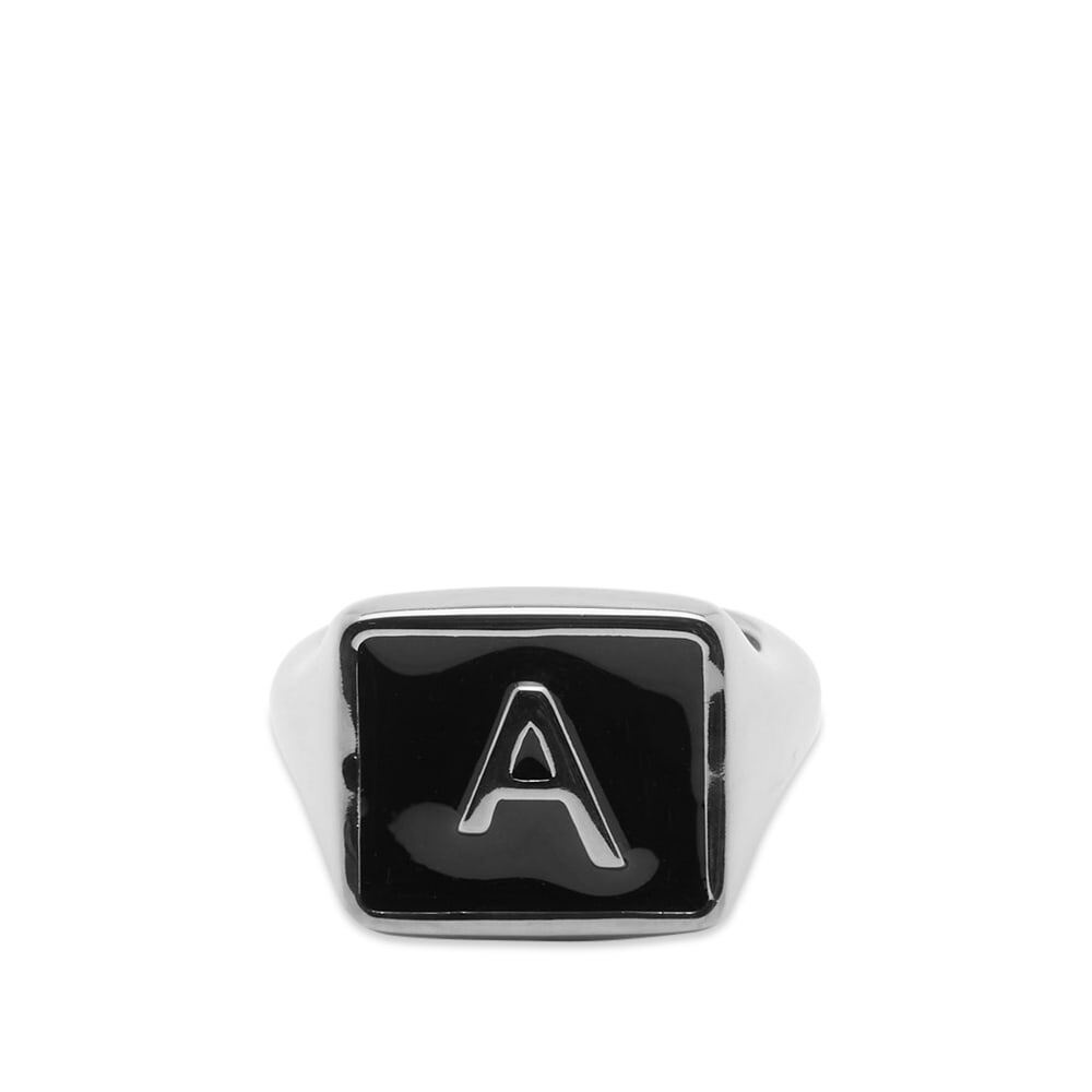 Photo: A.P.C. Men's A Plaque Signet Ring in Silver