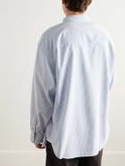 WTAPS - Button-Down Collar Logo-Appliquéd Striped COOLMAX® Broadcloth Shirt - Blue