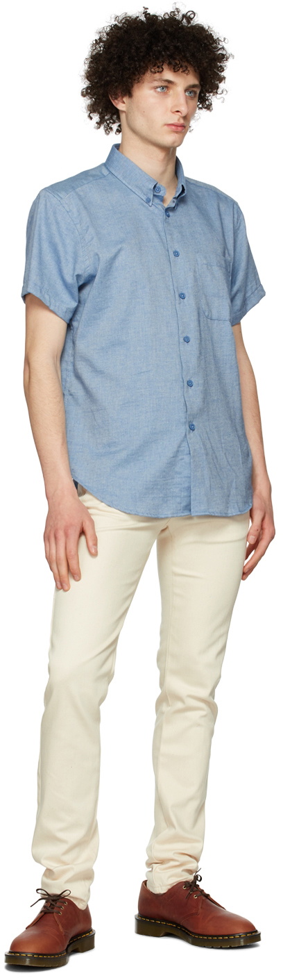 Naked & Famous Denim Blue Organic Cotton Short Sleeve Shirt