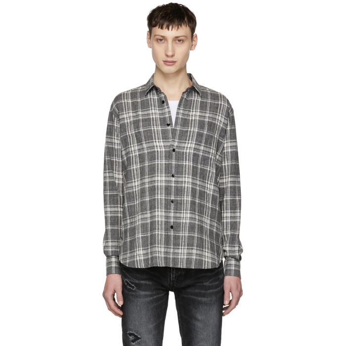 Photo: Saint Laurent Grey Plaid Shirt