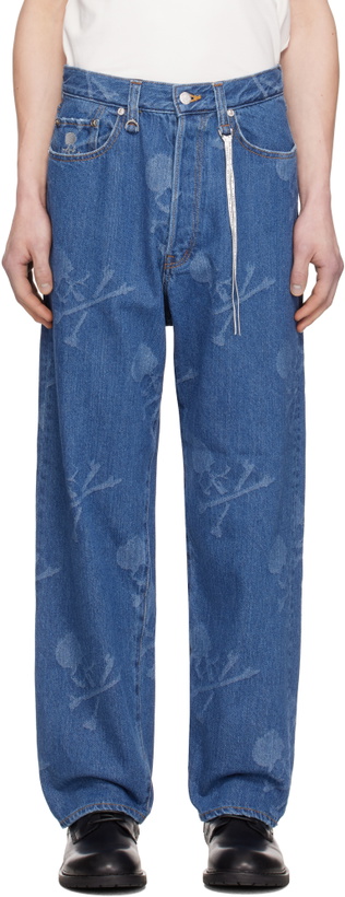 Photo: MASTERMIND WORLD Blue Monogram Straight Denim Jeans