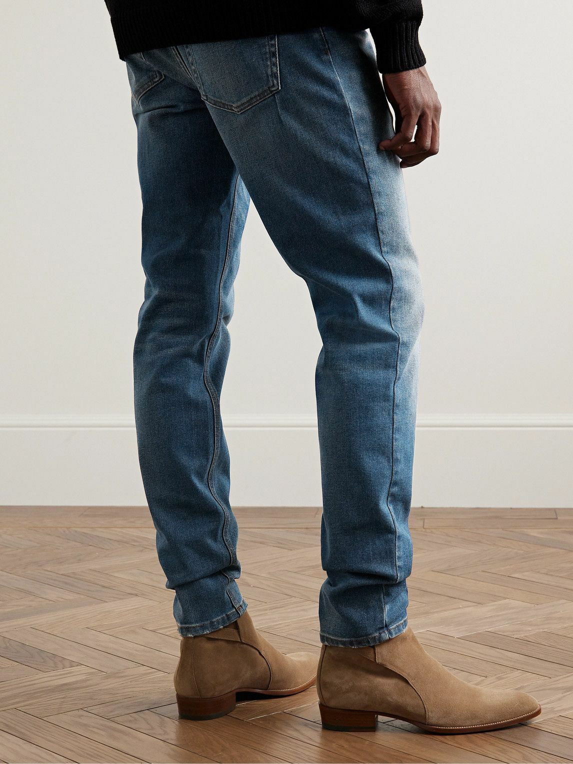 logo embossed monogram slim-fit jeans, Balmain
