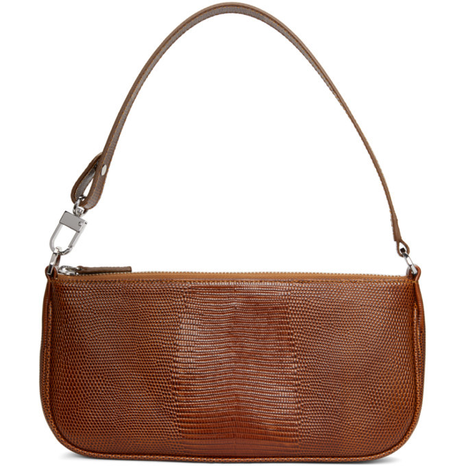 BY FAR Tan Lizard Rachel Shoulder Bag By Far