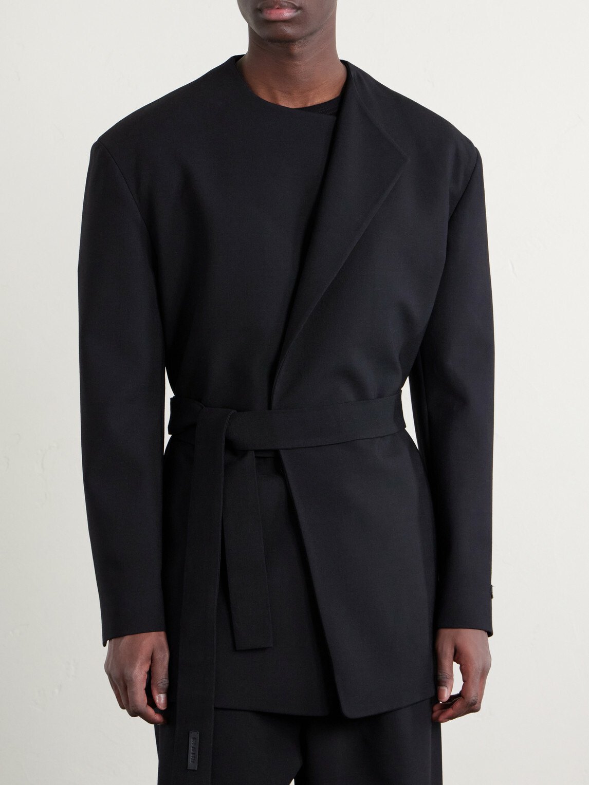 Fear of God - Crewneck Belted Virgin Wool-Blend Woven Jacket - Black