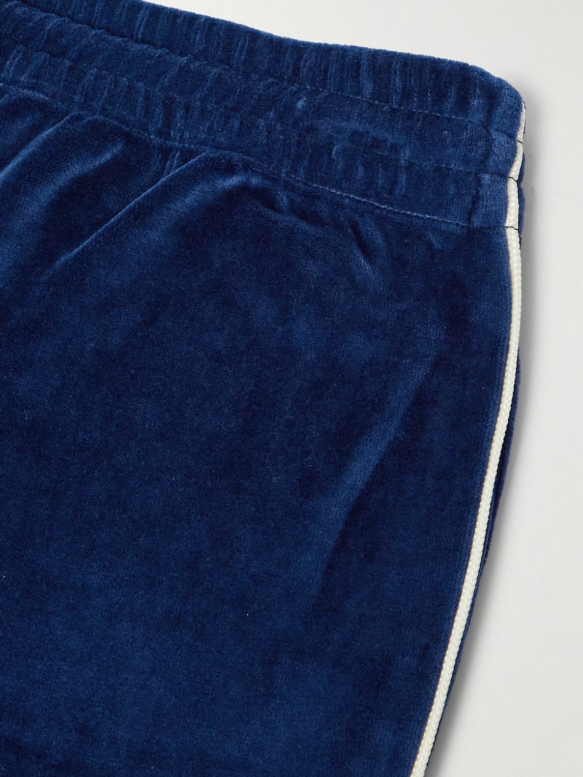 CELINE - Straight-Leg Logo-Embroidered Cotton-Blend Velour Track Pants - Blue