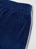 CELINE - Straight-Leg Logo-Embroidered Cotton-Blend Velour Track Pants - Blue