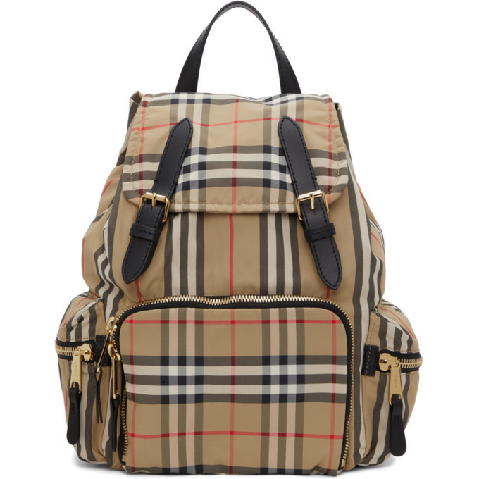 Photo: Burberry Beige Medium Check Rucksack Backpack