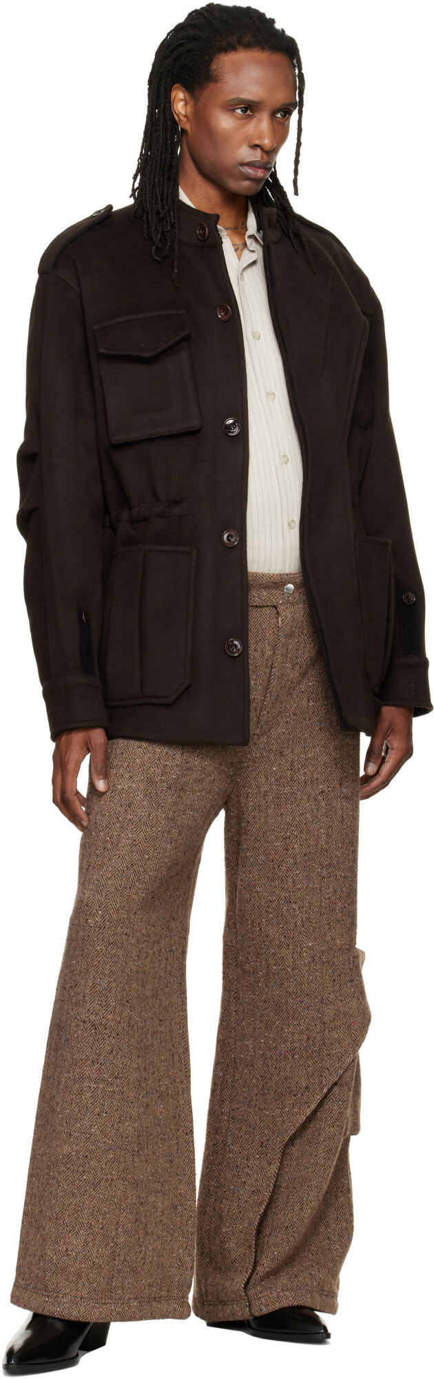 NULLUS Beige Draped Slide Cargo Pants