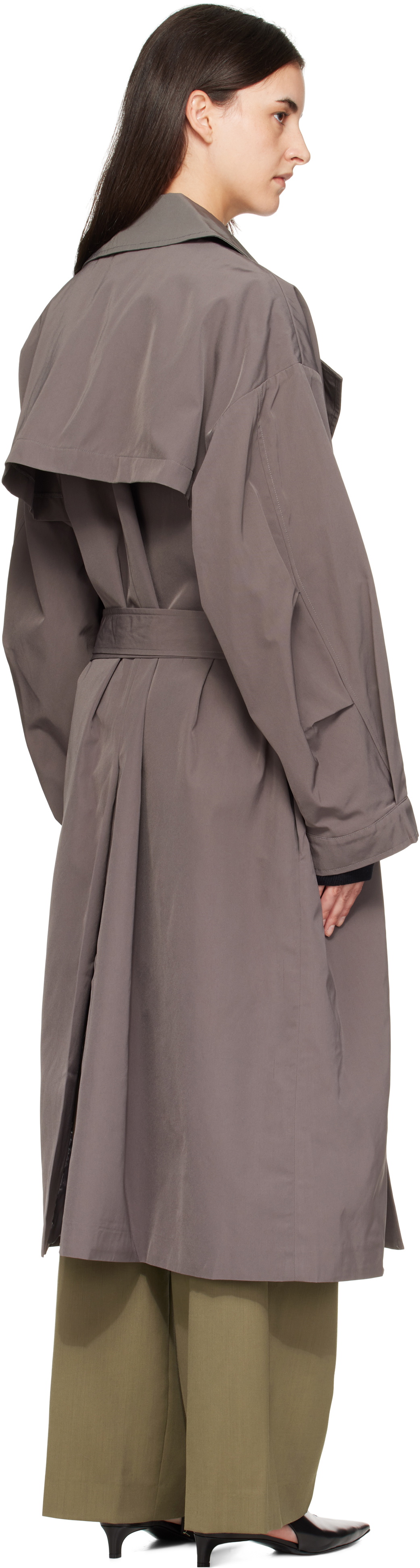 The Frankie Shop Gray Mavis Oversized Trench Coat