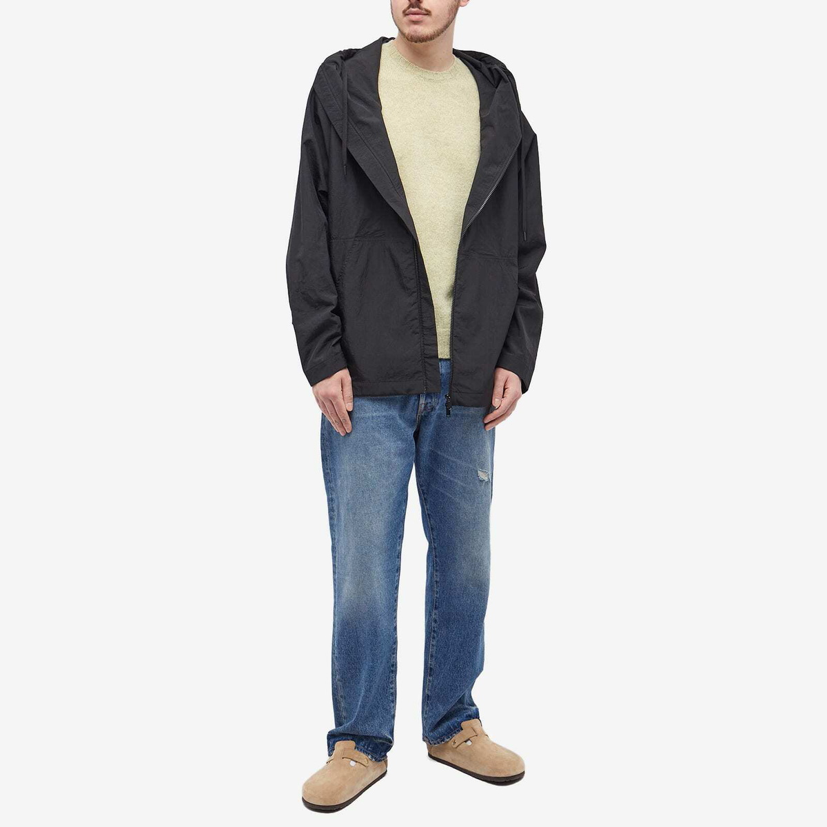 Auralee Men's Shetland Wool Cashmere Crew Knit in Yellow