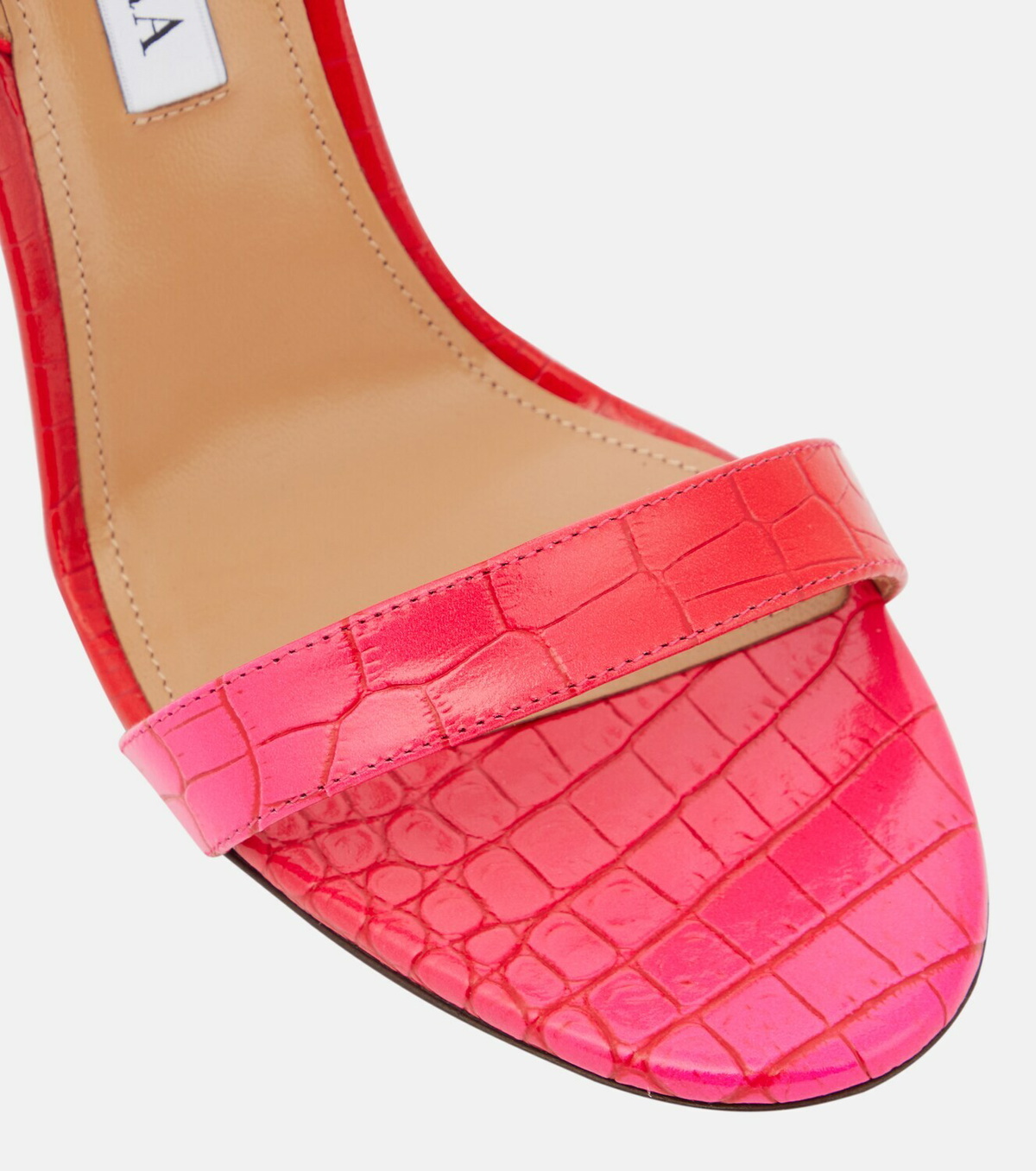 【Aquazzura】 So Nude 105 croc-effectレザーサンダル So Nude 105 croc-effect leather sandals in orange