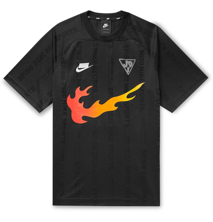 Photo: Nike - Sportswear Oversized Shell-Panelled Logo-Print Tech-Jersey T-Shirt - Black
