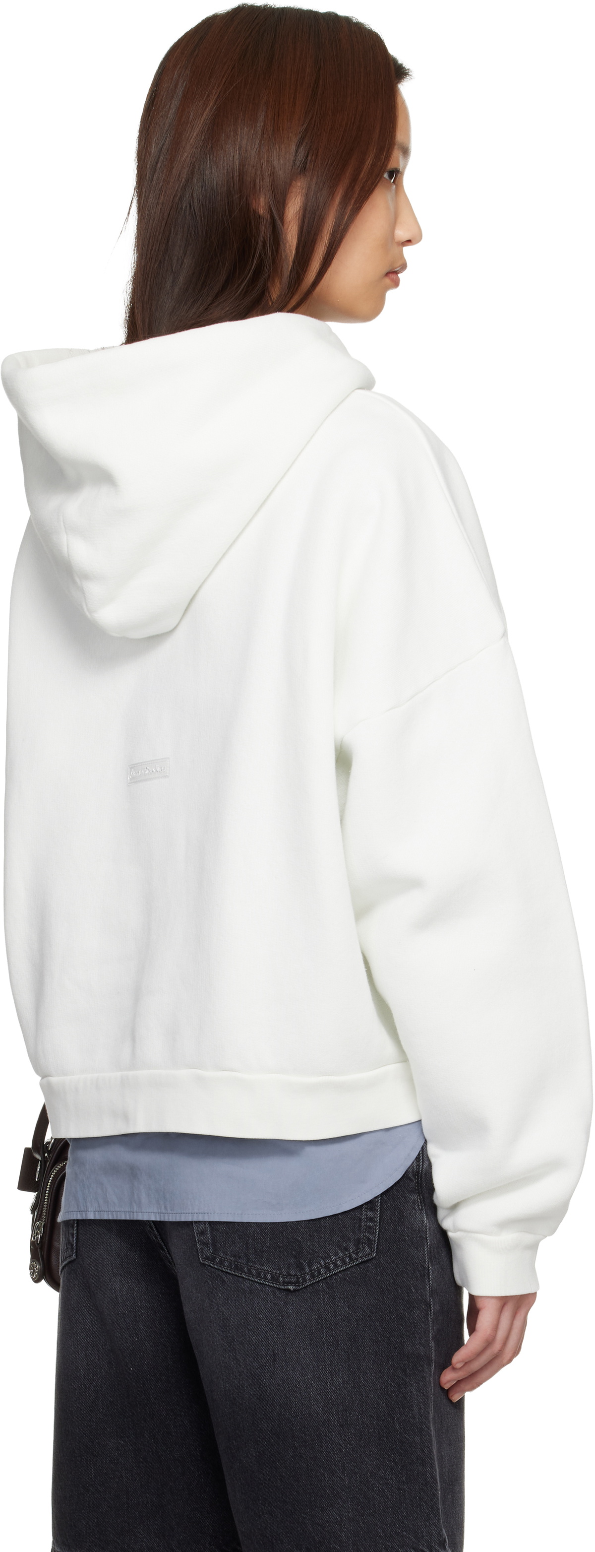 Acne Studios White Logo Fleece Hoodie