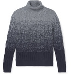 Incotex - Slim-Fit Cable-Knit Ombré Virgin Wool and Cashmere-Blend Rollneck Sweater - Gray