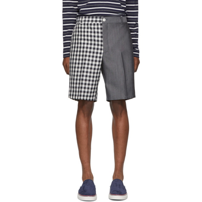 Photo: Thom Browne Navy and Grey Gingham Funmix Shorts