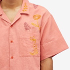 Story mfg. Men's Greetings Embroidered Vacation Shirt in Ancient Pink Herb