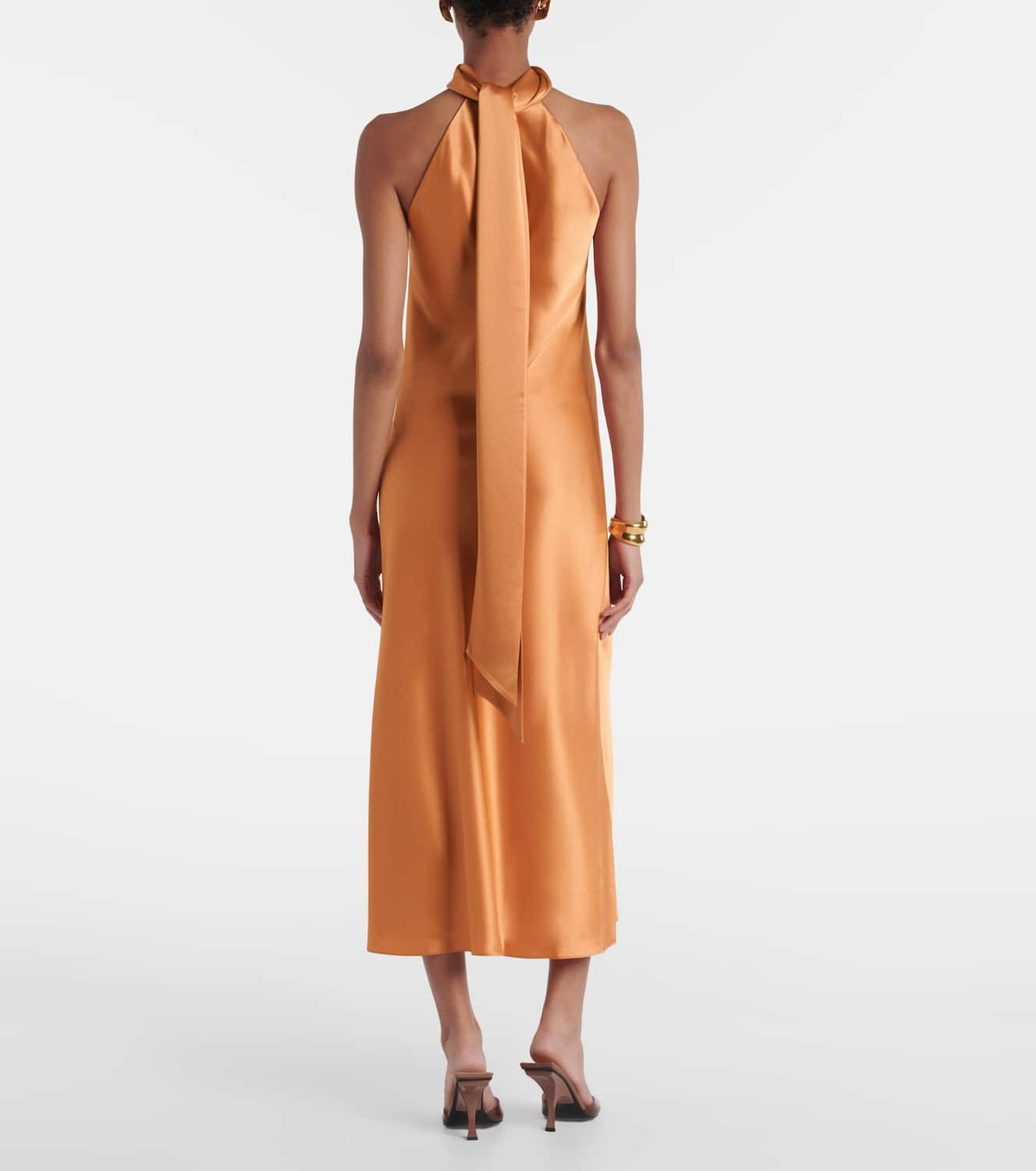 Galvan Sienna halterneck satin midi dress