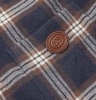 GUCCI - Button-Down Collar Logo-Appliquéd Checked Wool-Flannel Shirt - Blue