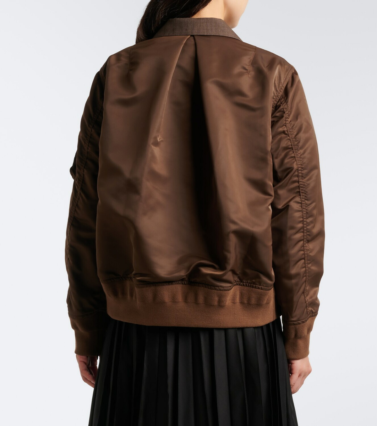 Sacai Double-breasted wool and technical jacket