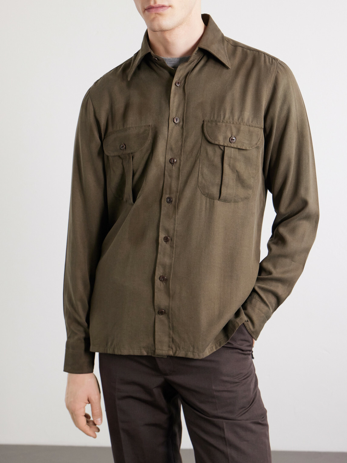 J. Mueser - TENCEL™ Lyocell-Twill Shirt - Green