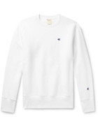CHAMPION - Logo-Embroidered Fleece-Back Cotton-Blend Jersey Sweatshirt - White