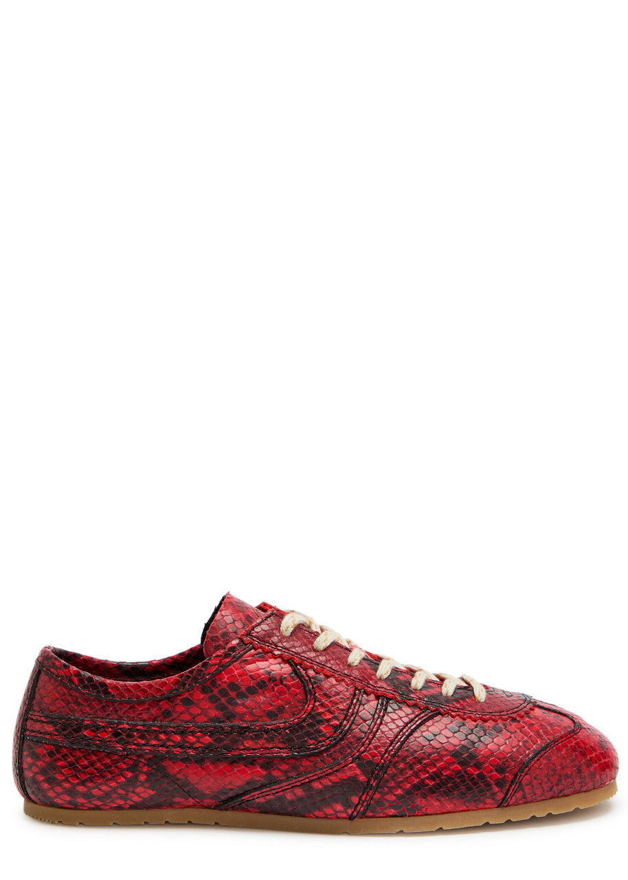Dries Van Noten Red & White Suede Sneakers Dries Van Noten