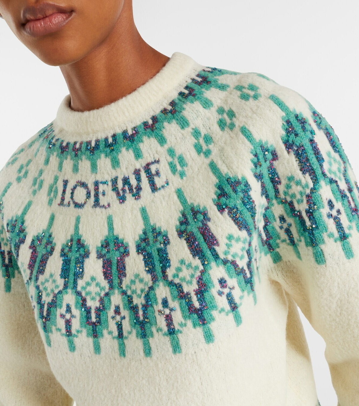 Loewe Fair Isle sequined wool-blend sweater