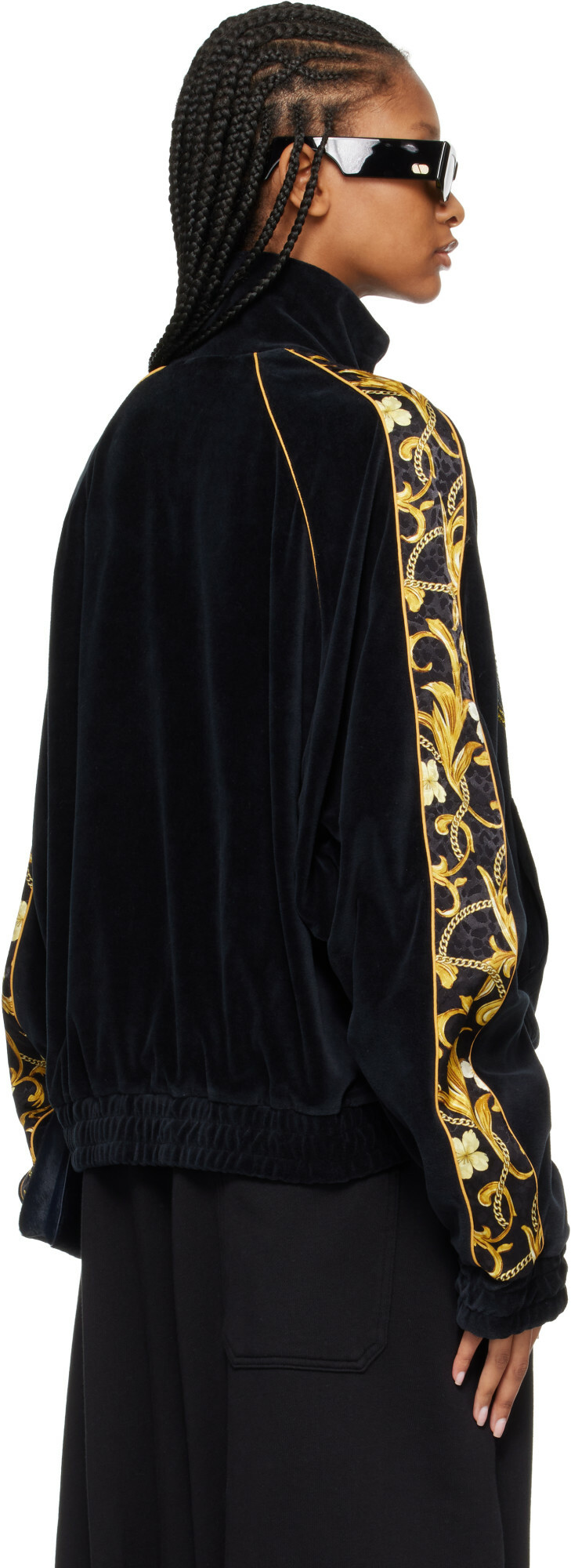 LU'U DAN Black Supa Sleaze Velvet Track Jacket