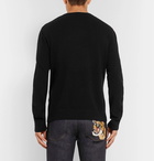 Valentino - Jacquard-Knit Brushed Wool and Cashmere-Blend Sweater - Men - Black