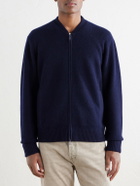 Mr P. - Brushed Cashmere Zip-Up Cardigan - Blue