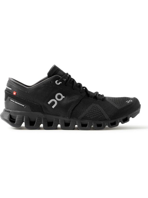 Photo: ON - Cloud Rubber-Trimmed Mesh Running Sneakers - Black